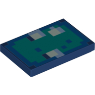 Tile 2 × 3 with Pixelated Sand Green Face print (Minecraft) Dunkelblau