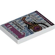 Tile 2 × 3 with 'QUIBBLER' Newspaper Print White