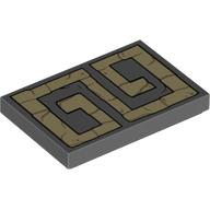 Tile 2 × 3 with Tan Aztec Tile print Dunkelblaugrau