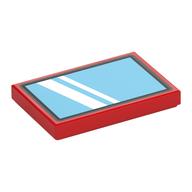 Tile 2 × 3 with Medium Blue Window/Windscreen print Red