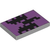 Tile 2 × 3 with Pixelated Black Shapes print Hellblaugrau