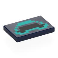 Tile 2 × 3 with Pixelated Black/Dark Turquoise Shapes print Dark Blue