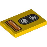 Tile 2 × 3 with Headlight, Indicator Light print Yellow