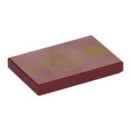 Tile 2 × 3 with Gold Passport print Dunkelrot