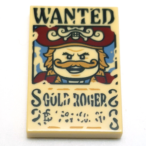 Tile 2 × 3 with 'WANTED', GOLD ROGER', print Tan