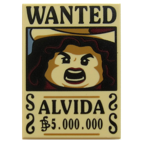 Tile 2 × 3 with 'WANTED', ALVIDA', '5.000.000' print Beige
