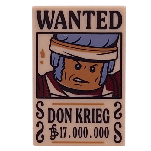 Tile 2 × 3 with 'WANTED', DON KRIEG', '17.000.000' print Tan