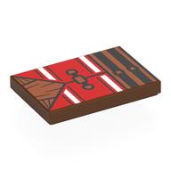 Tile 2 × 3 with Red Best, White Stripes, Nougat Tie, Black Belts print Reddish Brown