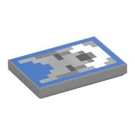 Tile 2 × 3 with Pixelated Wolf print Light Bluish Gray