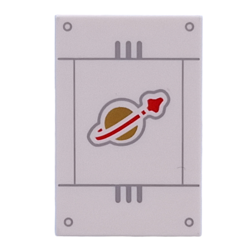 Tile 2 × 3 with Classic Space Logo, Silver Lines print Weiß