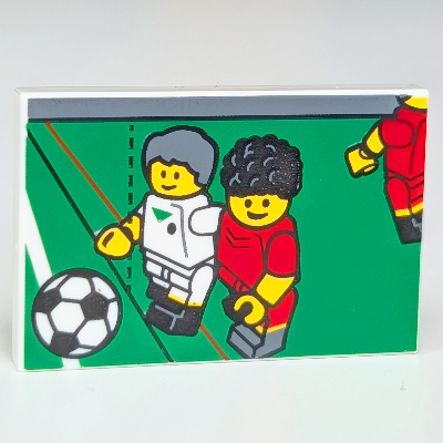Tile 2 × 3 with Soccer Players Print Weiß