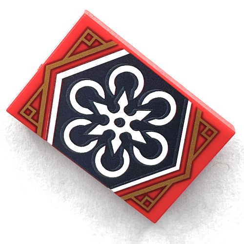 Fliese 2 × 3 mit schwarz Ninjago Flagge Druck in Rot