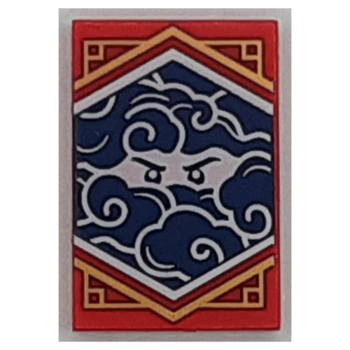 Tile 2 × 3 with Blue Ninjago Flag print Red