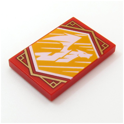 Tile 2 × 3 with Yellow Ninjago Flag print Red