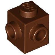 Brick Special 1 × 1 with Studs on 2 Adjacent Sides Rotbraun