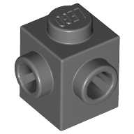 Brick Special 1 × 1 with Studs on 2 Adjacent Sides Dark Bluish Gray