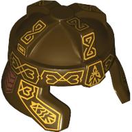 Helmet Dwarf, Cheek Protection and Flared Front with Gold and Copper Decorations print Dark Brown