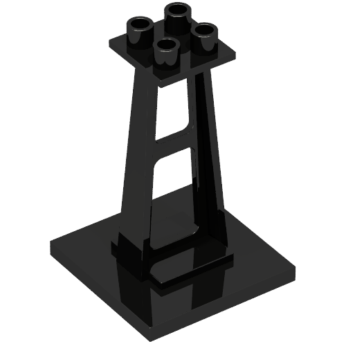 Support 4 × 4 × 5 Stanchion, Tall Studs Schwarz