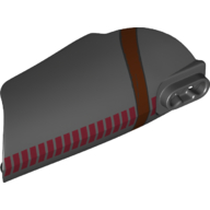 Large Figure Limb Cover, Armor with Ball Joint Socket and 2 Holes with Dark Red Stripes and Brown Strap print Black