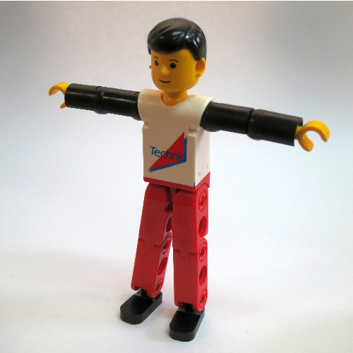 Technic Figure Red Legs, White Top with Red Triangle Print, Black Arms [Keine Farbe/Beliebige Farbe]