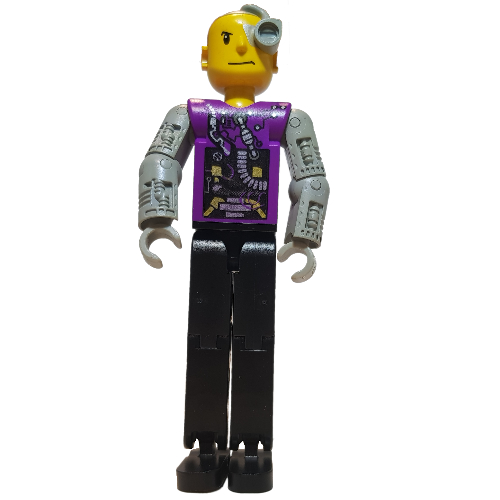 Technic Figure Cyber Person, Black Legs, Mechanical Arms, Yellow Head, Cyborg Eyepiece [No Color/Any Color]
