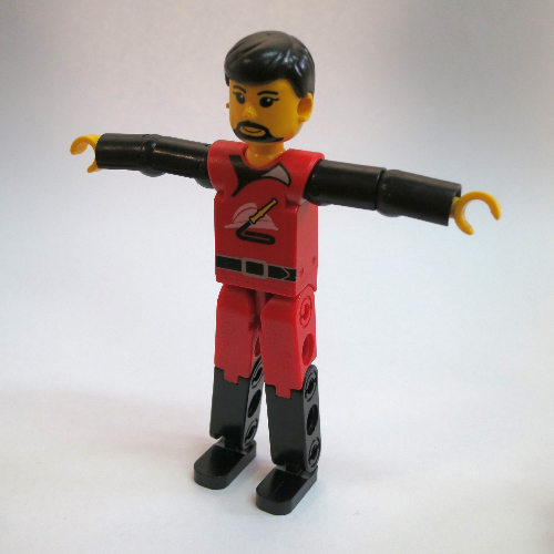 Technic Figure Red/Black Legs, Red Top, Black Hair [Fireman] [No Color/Any Color]