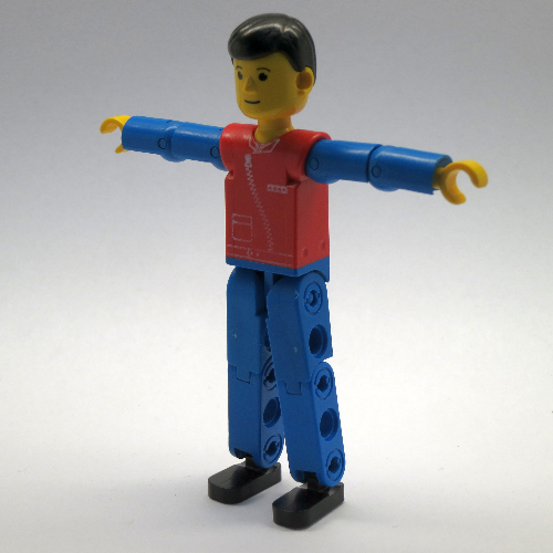 Technic Figure Blue Legs, Red Top with Zip, Blue Arms, Black Hair [Keine Farbe/Beliebige Farbe]