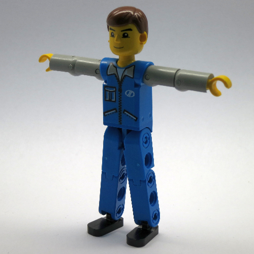 Technic Figure Blue Legs, Blue Top with Zip and Pockets, Light Gray Arms [No Color/Any Color]