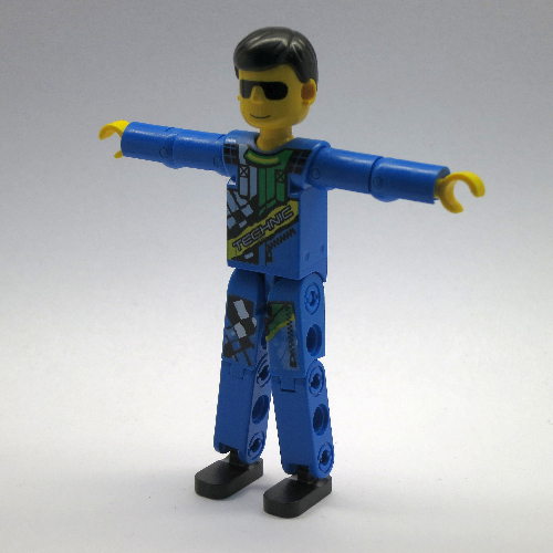 Technic Figure Blue Legs, Blue Top with Technic Logo, Black Hair and Sunglasses [No Color/Any Color]