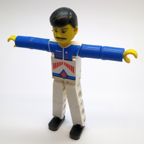 Technic Figure White Legs, White Top with Red Arrow Stripes Print, Blue Arms in 