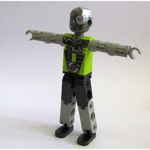 Technic Figure Cyborg, Black Legs, Purple Armour, Mechanical Arms, Dark Gray Head, Cyborg Eyepiece [No Color/Any Color]