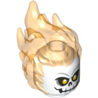 Minifig Head Special with Trans-Orange Flames and Skull Print (Ghost Rider) Weiß