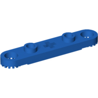 Technic Plate 1 × 5 with Toothed Ends, 2 Studs and Center Axle Hole Blue