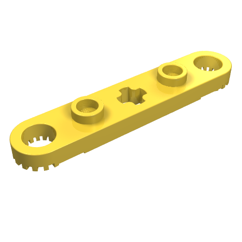 Technic Plate 1 × 5 with Toothed Ends, 2 Studs and Center Axle Hole Yellow