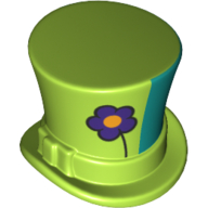 Tall Top Hat with Flower Print Limette