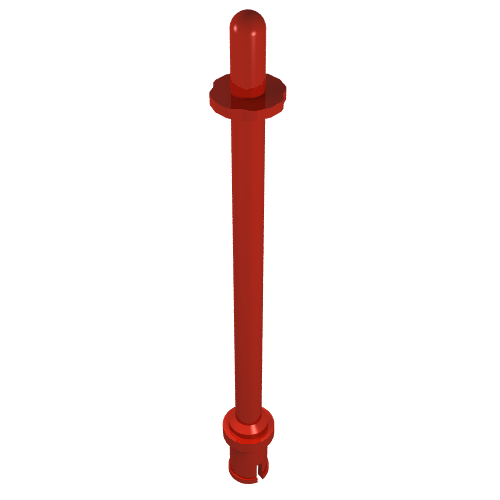 Bar 8L - Two Stop Rings / One Pin, Technic Figure Ski Pole [Rounded End] Red