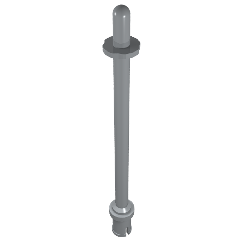 Bar 8L - Two Stop Rings / One Pin, Technic Figure Ski Pole [Rounded End] Light Bluish Gray