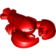 Animal, Lobster with Small Black Eyes with White Pupils Print Red