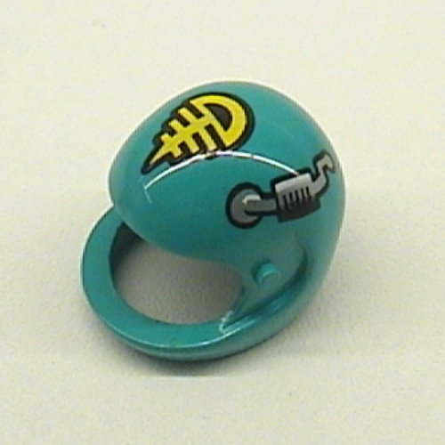 Technic Figure Helmet with Yellow, Black and Silver Print Dark Turquoise
