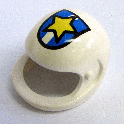 Technic Figure Helmet with Police Yellow Star on Blue/White Shield White