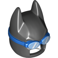 Mask, Batman Cowl with Blue Swimming Goggles Pattern Schwarz