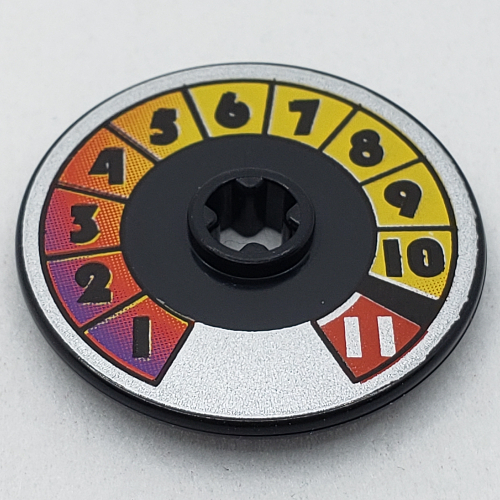 Technic Disc 3 × 3 with Numbers 1 to 11 Print Black