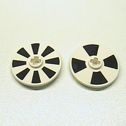 Technic Disc 3 × 3 with 4 Black Sections on One Side and 8 on Reverse Print [Speed Sensor] White