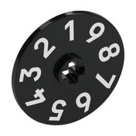 Technic Disc 3 × 3 with White '1 2 3 4 5 6 7 8 9' print Schwarz