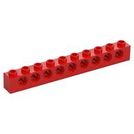 Technic Brick 1 × 10 [9 Pin Holes] Red