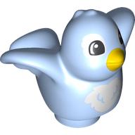 Duplo Animal Bird with White Chest and Yellow Beak Print Bright Light Blue