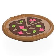 Duplo Disk with Pizza, Coral/Lime/Dark Tan Ingredients print Mittelnougat