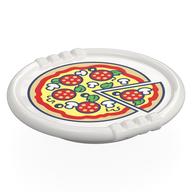 Duplo Disk with Bright Light Yellow Pizza, Salami, Mushroom, Olives, Broccoli print White