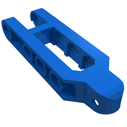 Technic Steering Arm 6.5 × 2 with Towball Socket Squared, Un-Chamfered Blau