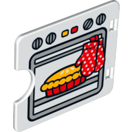 Duplo-Tür / Fenster mit Ausschnitt (Halboval) mit Kuchen im Ofen (bedruckt)